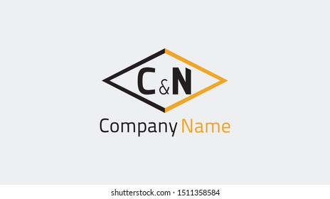 Monogram letters С and N Logo design vector template. Rhombus and arrows Logotype concept. 