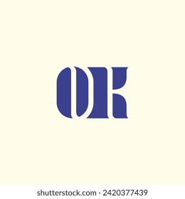 Monogramm Buchstaben OK, Logo-Design-Vorlage. Vektorgrafik.