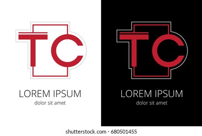 Monogram of Letters T C as electrical circuit for company's brand in black and white