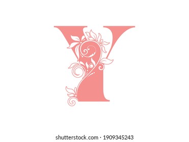Monogram letters Y. Floral alphabet . Monogram initials perfectly for wedding invitations, greeting card, logo, poster and other design.