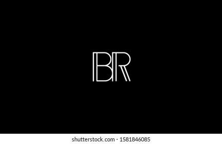 monogram line art alphabet letters logo BR,RB,B and R icon logo