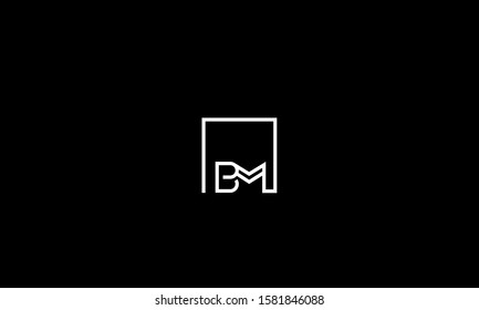 monogram line art alphabet letters logo BM,MB,B and M 