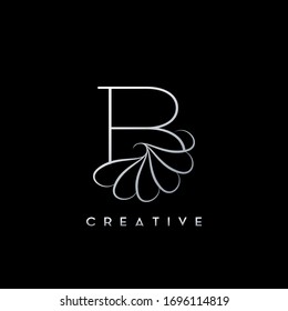 Monogram Line B Letter Logo, Creative elegant luxury  vector design concept simple swirl ornate flower with alphabet letter.