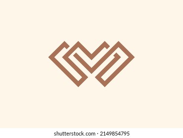 Monogram line design letter M connected