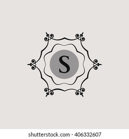  Monogram  line emblem. Elegant monogram design template with letter. Vector illustration. Logo for business, monogram for a cafe restaurant, hotel. Linear trending log style.