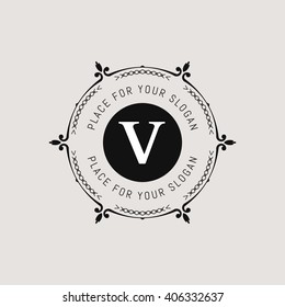  Monogram  line emblem. Elegant monogram design template with letter. Vector illustration. Logo for business, monogram for a cafe restaurant, hotel. Linear trending log style.
