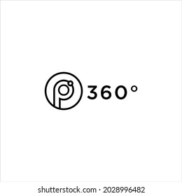 monogram line letter p logo 360 degree vector