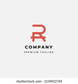 monogram line letter R and A, simple initial RA.