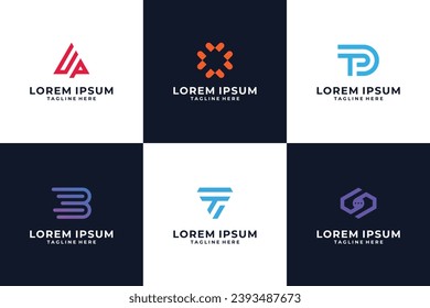 Monogram line technology logo design