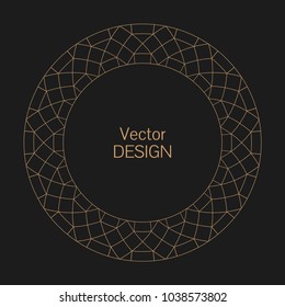 Monogram line vintage frame. Greeting cards. Wedding invitations. Retro style. Vector logo template, labels and badges. Circular ornament. Round seamless frame.