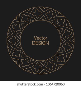 Monogram line vintage frame. Greeting cards. Wedding invitations. Retro style. Vector logo template, labels and badges. Circular ornament. Round seamless frame.