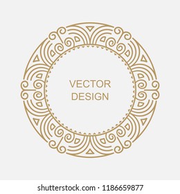 Monogram line vintage frame. Greeting cards. Wedding invitations. Retro style. Vector logo template, labels and badges