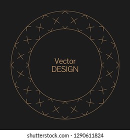 Monogram line vintage frame. Greeting cards. Wedding invitations. Retro style. Vector logo template, labels and badges. Circular ornament. Round seamless frame.