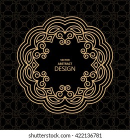 Monogram línea vintage marco. Tarjetas de felicitación. Invitaciones de Boda. Estilo retro. Plantilla, rótulos e insignias del logotipo del Vector