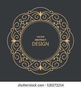 Monogram line vintage frame. Greeting cards. Wedding invitations. Retro style. Vector logo template, labels and badges