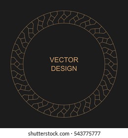 Monogram line vintage frame. Greeting cards. Wedding invitations. Retro style. Vector logo template, labels and badges