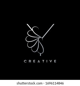 Monogram Line Y Letter Logo, Creative elegant luxury  vector design concept simple swirl ornate flower with alphabet letter.