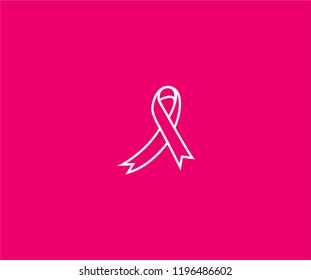 Monogram Linear White Ribbon Isolated Pink Background Logo