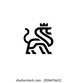 Monogram Lion Logo Design Your Company Stock Vector (Royalty Free ...
