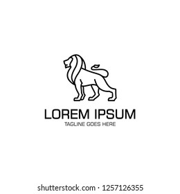 Monogram Lion Logo Line Art Icon Vector