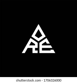 RE monogram logo with 3 pieces shape isolated on triangle design template