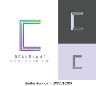Monogram logo alphabet letter C with neon color, suitable for logos, titles and headers