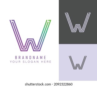 Monogram logo alphabet letter W with neon color, suitable for logos, titles and headers