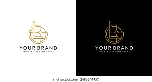 Ein Monogramm-Logo mit einer ausgewogenen Linie, die die Mitte bildet, vermittelt den Eindruck von einfachem, elegantem Luxus und Minimalismus 