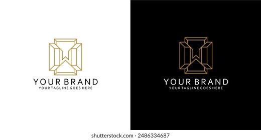 Un logotipo de monograma con líneas equilibradas que dan la impresión de lujo simple, elegante y minimalista 