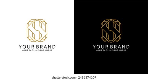 Un logotipo de monograma con una línea s equilibrada que forma ornamentos ordenados da la impresión de simple, lujo, elegante y minimalista 
