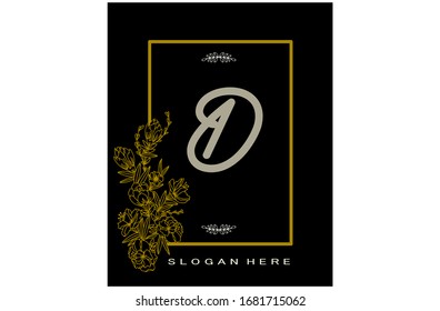 Monogram logo, black gold monogram frame with letter "D"