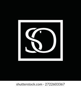 Monogram SO Logo in Black and White Square Frame