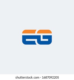 EG monogram logo with blue & orange