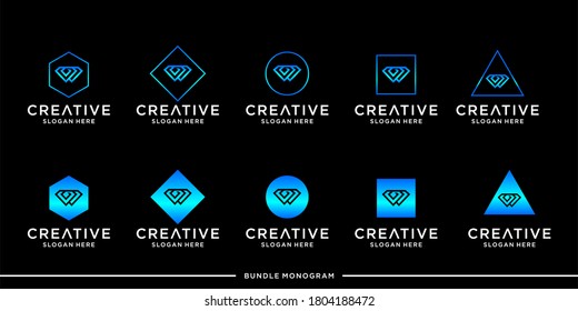 Monogram logo bundle design premium