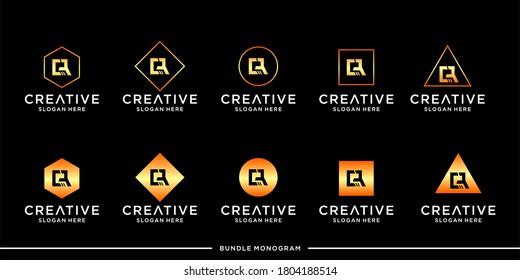 Monogram logo bundle design premium