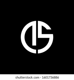 monogram logo circle ribbon style design template