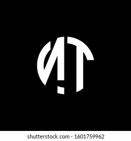 monogram logo circle ribbon style design template