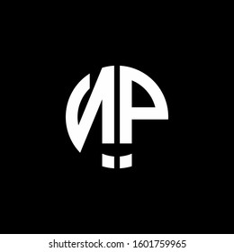 monogram logo circle ribbon style design template