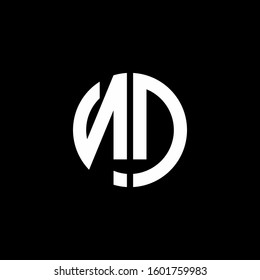 monogram logo circle ribbon style design template
