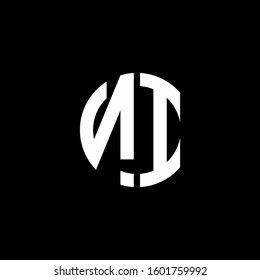 monogram logo circle ribbon style design template