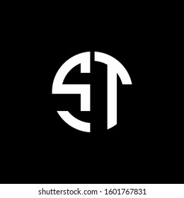 monogram logo circle ribbon style design template