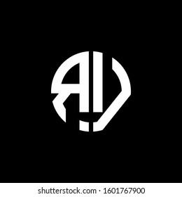 monogram logo circle ribbon style design template