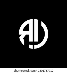 monogram logo circle ribbon style design template