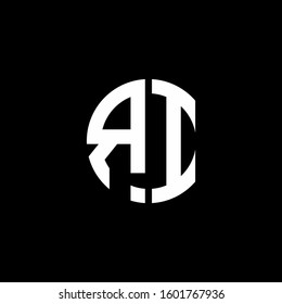 monogram logo circle ribbon style design template
