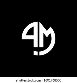 monogram logo circle ribbon style design template
