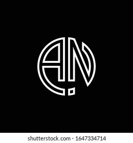 AN monogram logo circle ribbon style outline design template
