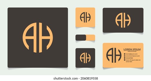 Monogram logo with circle shape bundled with business card and stationary design