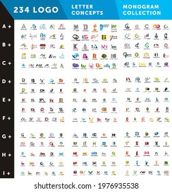 Monogram logo collection. Letter concepts. Isolated vector icons. Set of symbol and sign for company logo designing. Isolated background