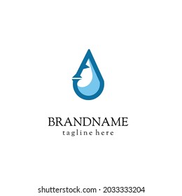 monogram logo combines the letter A and water drops, perfect for your business