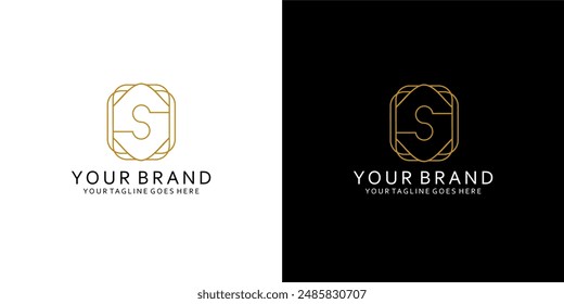 A monogram logo combines lines with square dynamic monoline frames to give a simple impression of luxury, elegance and minimalism